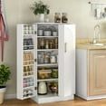 thumbnail image 6 of Casendy Pantry Cabinet with 2 Doors and 16 Shelves, Modern Kitchen Storage Cabinet with Adjustable Shelves, Kitchen Storage Cupboard for Dining Room, Living Room, White, 6 of 9