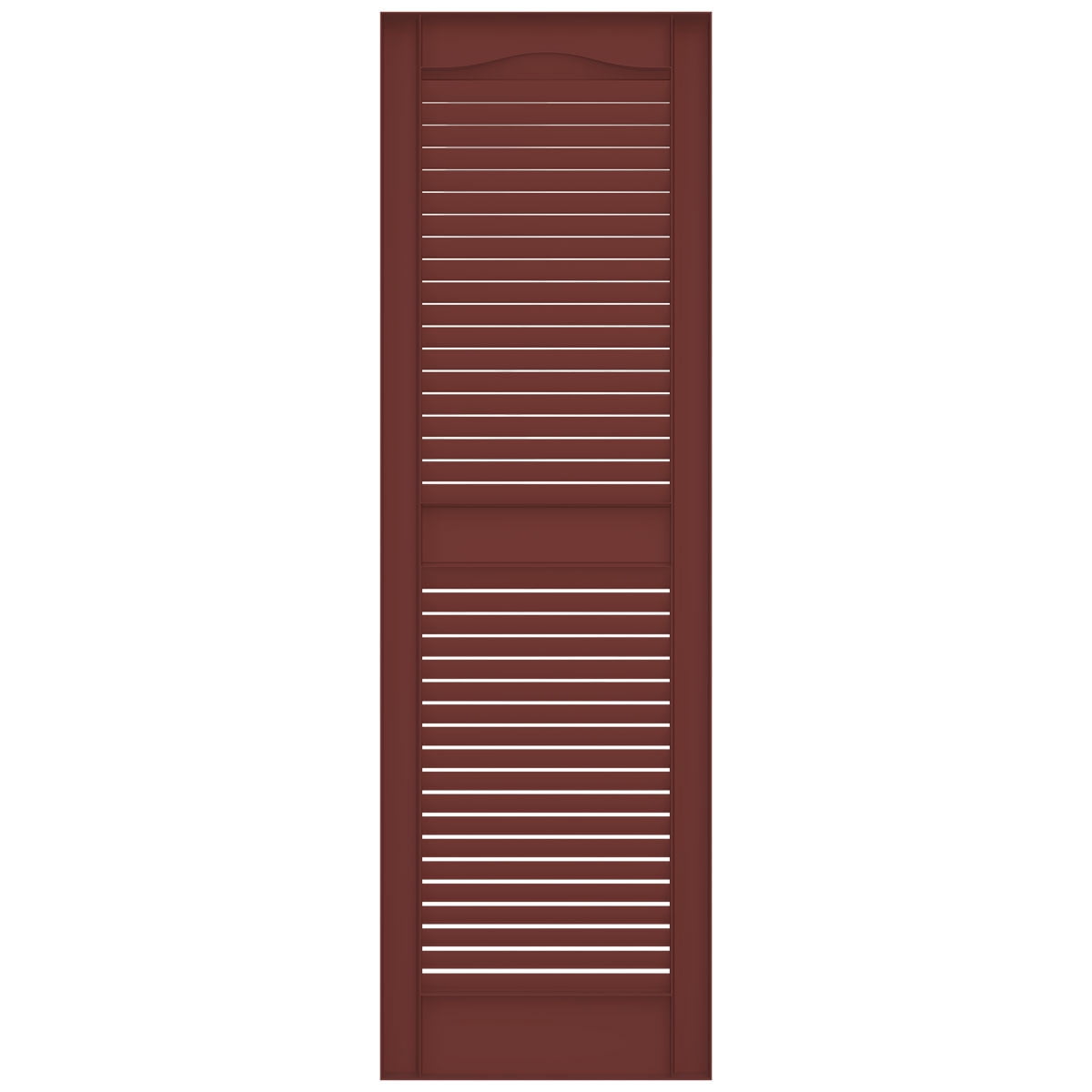 Ekena Millwork 12"W x 36"H Mid-America Vinyl, Standard Size Cathedral Top Center Mullion, Open Louver Shutter, w/Installation Shutter-Lok's & Matching Screws (Per Pair), 027 - Burgundy Red
