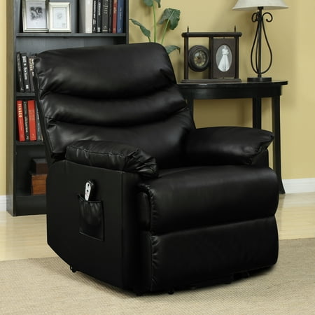 Ordway Wall Hugger Power Recliner and Lift Chair in Black Renu (Best Recliners For Elderly)