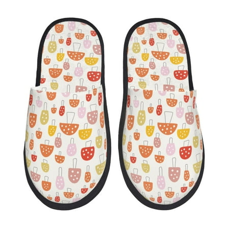 Balery Cute Cartoon Mushrooms Slient Indoor Furry Fleece Comfort House Shoes Soft Non-Slip Home Shoes Cotton slippers House Slippers-- Large
