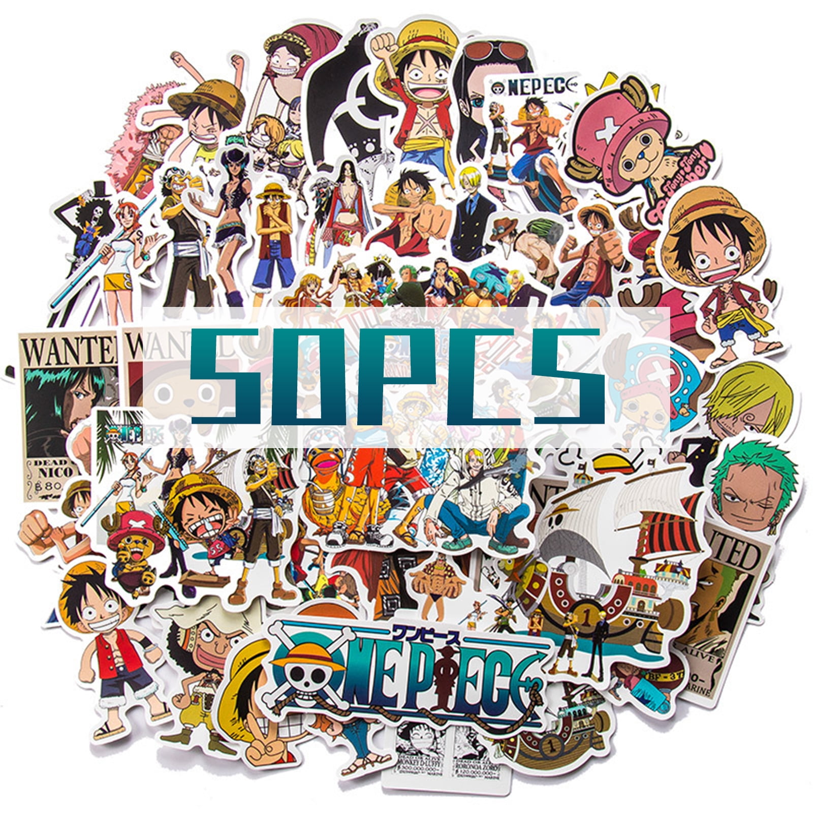 Gogosir 50pcs One Piece Luffy Anime Sticker For Notebook Motorcycle Skateboard Laptop Waterproof Cartoon Decals Walmart Com