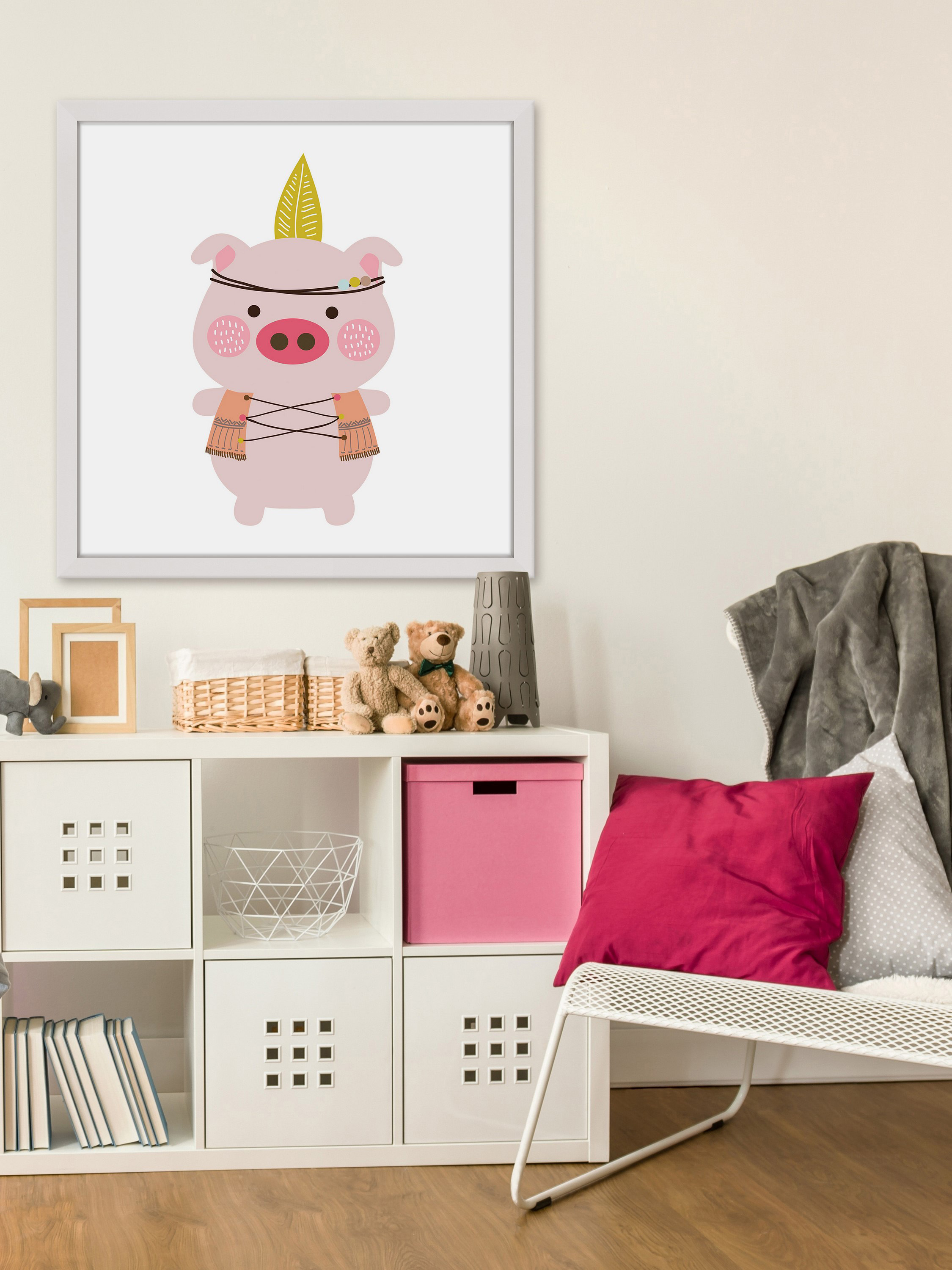 "Hipster Pig" Framed Painting Print