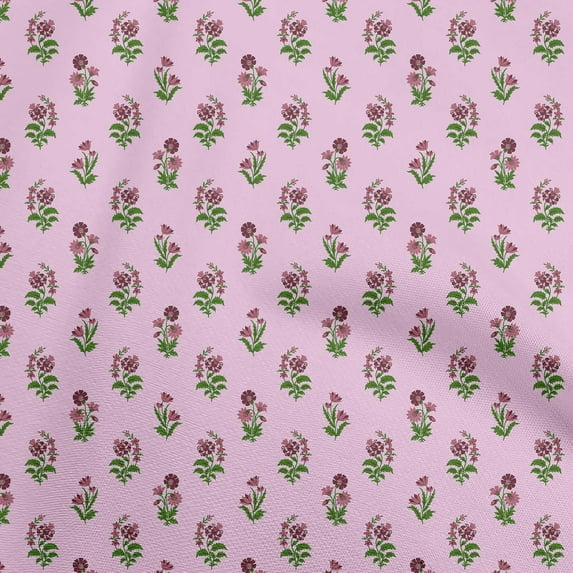 oneOone Cotton Flex Light Pink Fabric Florals Dress Material Fabric Print Fabric By The Yard 40 Inch Wide