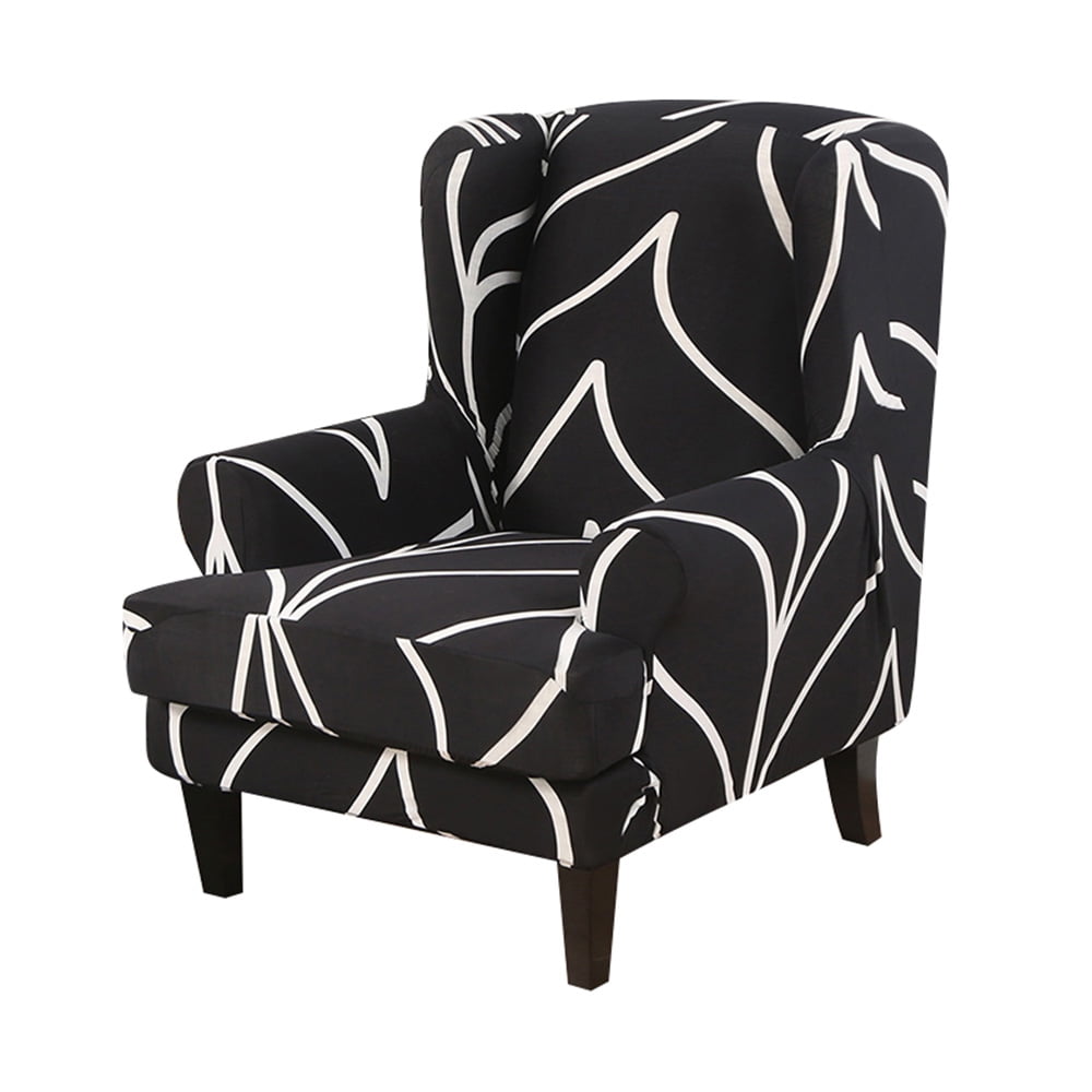 YLHHOME 2Piece Polyester Wing Chair Slipcover Black