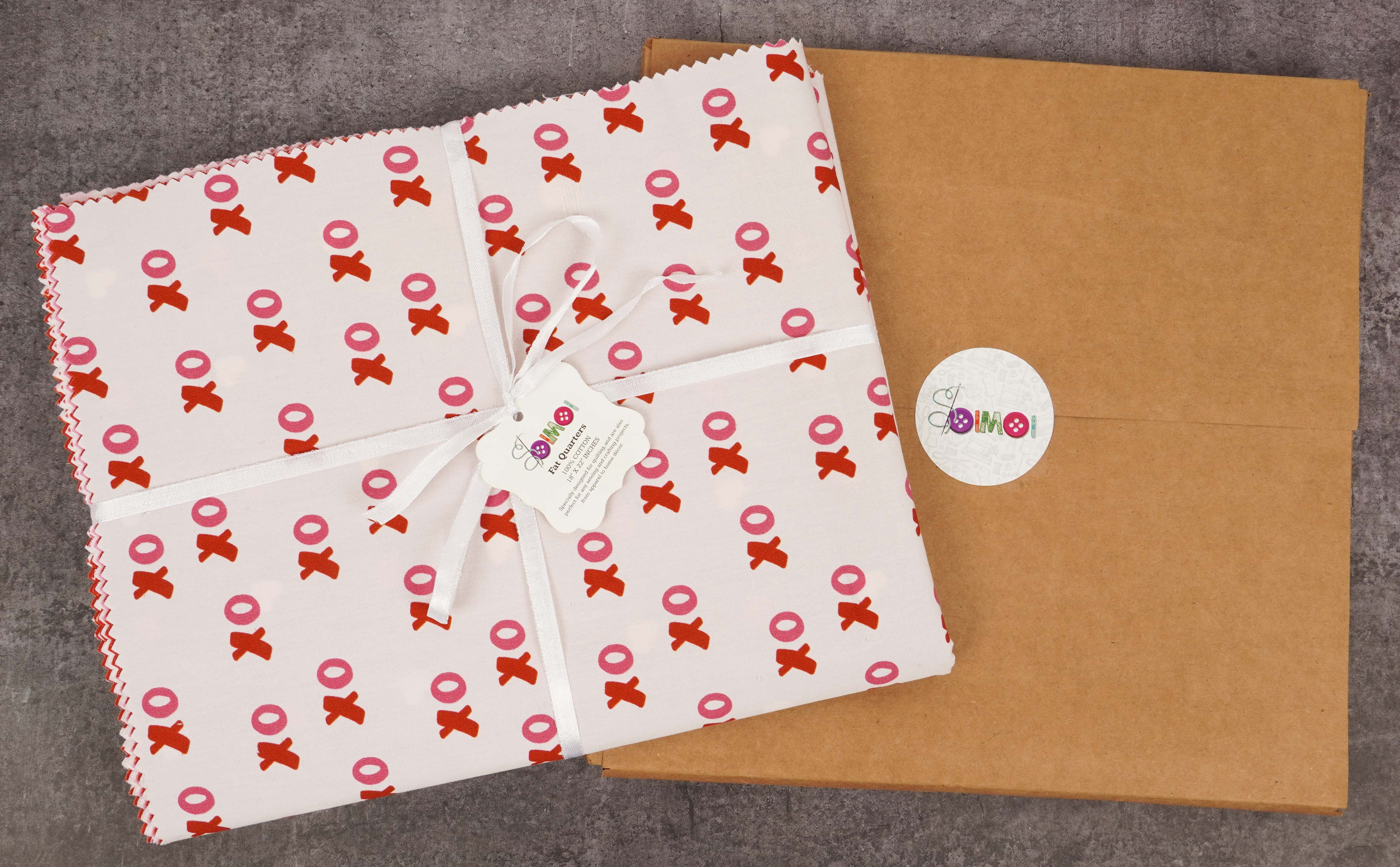 Soimoi 8 Pc Fat Quarter Bundle-Valentine Love ThemePrint 18"x 22"DIY Patchwork-100% CottonPre-Cut Quilting Fabric Pink-White & Red