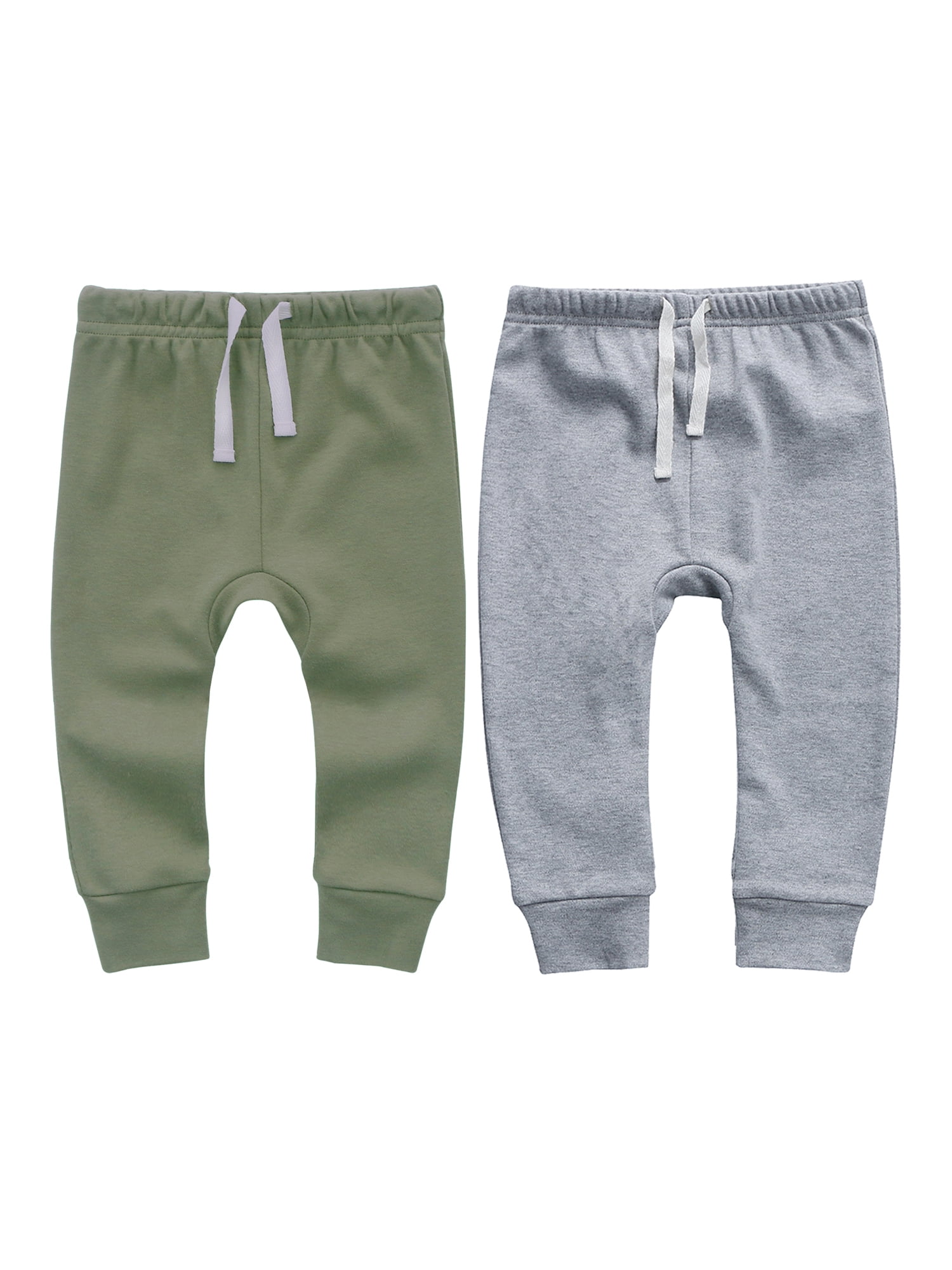 Owlivia 100 Organic Cotton Baby Boy Girl 2 Pack Wiggle Pants Jogging Pants Olive Grey Melange Newborn Walmart