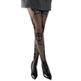 thumbnail image 2 of Collants Noirs pour Femmes d'Halloween en Soie Noire Résille Bas Aguichant, 2 of 3