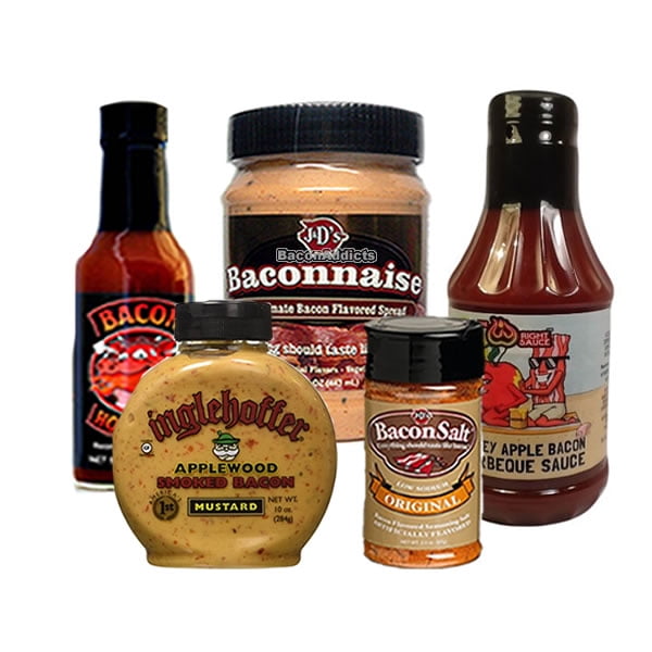Bacon Condiment Sampler Pack (5pc Gift Set) Baconnaise Bacon Mayo, Bacon BBQ Barbecue... by