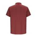 thumbnail image 6 of Men's Solid Color Casual Loose Fit Short Sleeve Button Down Shirt Top with Pocket Business Casual Office Work Daily Wear Modern Essential | AESTIVO,Red XL, 6 of 9