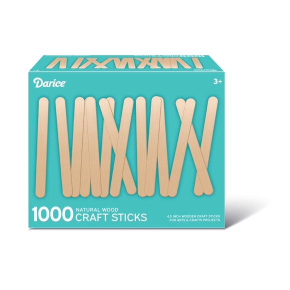 Palitos de helado Darice de Craft Supplies, 4,5 cm, madera natural, 1000 unidades