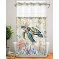 thumbnail image 2 of No Hook Shower Curtains, Sea Turtle Coastal Small Shower Curtains with Snap in Liner, Vintage Summer Beach Coral Ocean Waterproof Washable Fabric Bathroom Shower Curtain Sets, 36" x 78", 2 of 7
