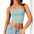 thumbnail image 7 of Striped Tube Tops for Women Teen Girls Strapless Off Shoulder Y2k Crop Bandeau Top Sleeveless Base Tee Summer (M, Mint Green), 7 of 7