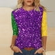 thumbnail image 1 of Fiudx Camisas para Mujer Blusa Holgada con Estampado de Pascua y Cuello Redondo Retro de Manga Tres Cuartos a La Moda para Mujer, 1 of 4