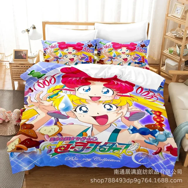 Sanrio Digital Printing HelloKitt Pudding Dog Cartoon Style Quilt Cover Bedding Three-piece Set Two-dimensional Home Furnishing WT