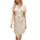 thumbnail image 1 of Puntoco Vestido De Manga Corta Con Cuello En V, Nuevo Vestido De Lentejuelas Con Cuello En V De Manga Corta Europea Y Americana Para Mujer, Vestido Casual De Lentejuelas Beige L, 1 of 2