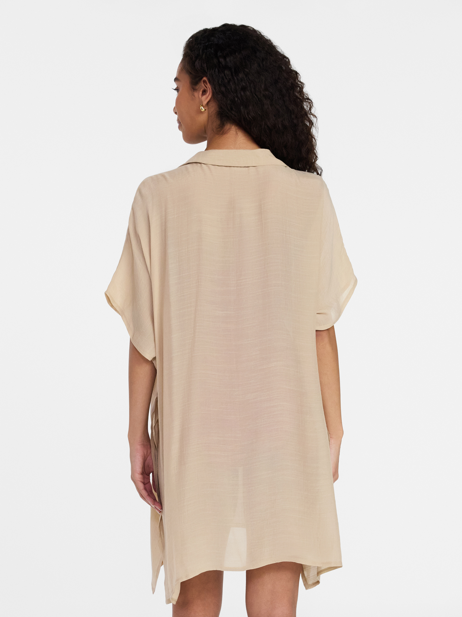 Time and Tru Women's Button Down Cover-Up, Light Tan, Sizes S/M