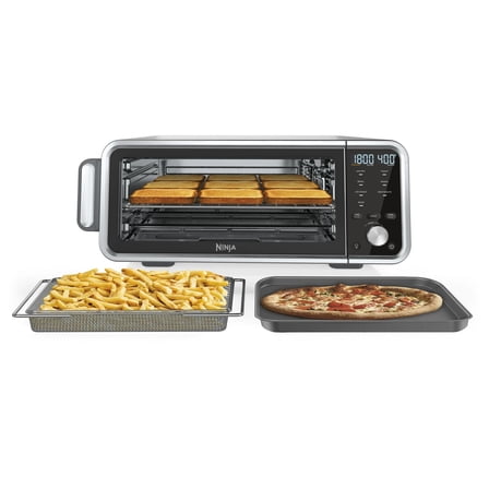 Restored Ninja Foodi SP200 7-in-1 Digital Pro Air Fry Oven, 1800W Countertop Toaster Oven, Air Fry, Roast, Bake, Broil, Dehydrate, Flip-Away Design – Stainless Steel (Refurbished)