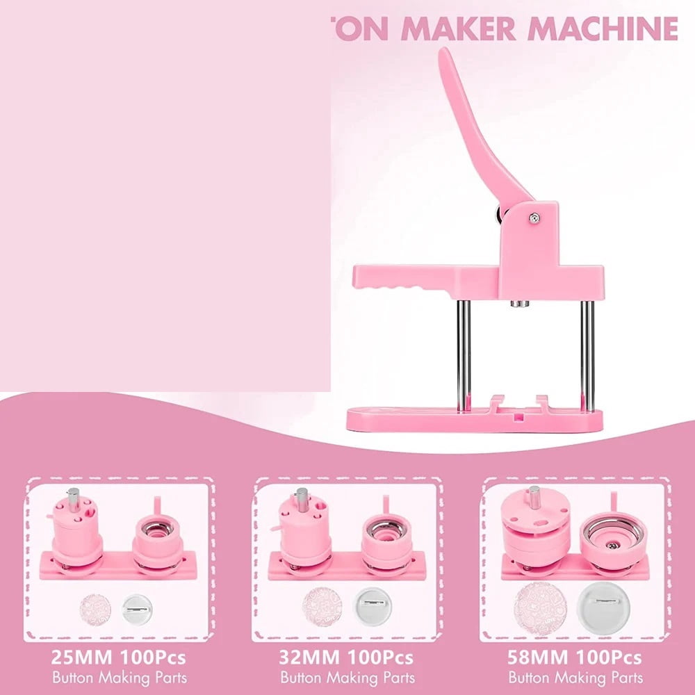Badges Button Maker Machine Set, 25+32+58MM Pin Badges Punching Press ,Beginner-Friendly