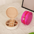 thumbnail image 5 of Caja de almacenamiento de pendientes de cuero PU redonda, caja de joyería, caja de viaje portátil, caja de cajero de joyería, 5 of 5