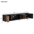 thumbnail image 3 of Euroco Modern Glass-Door TV Stand for TVs up to 80" Media Console with Golden Metal Handles&Legs, Black, 3 of 9