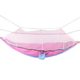 thumbnail image 3 of Hamaca portátil, ligera y con correas para colgar en los árboles. Perfecta para aventuras de acampada. Azul claro y rosa, malla rosa. Hamaca doble con mosquitero., 3 of 8