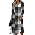 thumbnail image 2 of Women's Summer Maxi Dresses V Neck Vintage Long Sleeve Work Casual Dress Elegant Formal Floral a Line Dress, 2 of 6