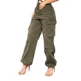 thumbnail image 3 of Seyurigaoka Women Loose Cargo Pants Casual Elastic Solid Color High Waist Basic Harem Trousers with Pockets for Streetwear, 3 of 9