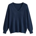 thumbnail image 7 of Perfectbot Women's V Neck Knit Sweater, Long Sleeve Loose Fit Fall & Spring Top with Ribbed Trim, 7 of 7