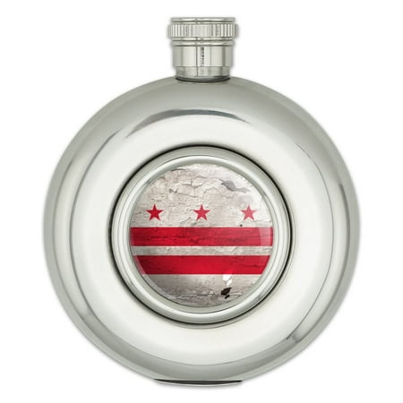 

Rustic Washington DC District of Columbia State Flag Distressed USA Round Stainless Steel 5oz Hip Drink Flask