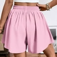 thumbnail image 6 of HongQid Womens Summer Elastic Waist Drawstring Shorts Flowy Waist High Waisted Wide Leg Casual Beach Shorts with Pockets, 6 of 8