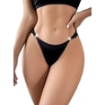 thumbnail image 1 of XmhyTop 3 piezas Tanga femenina de encaje y satén sedoso, diseño seductor, transpirable y ajuste perfecto，Talla S Negro, 1 of 5