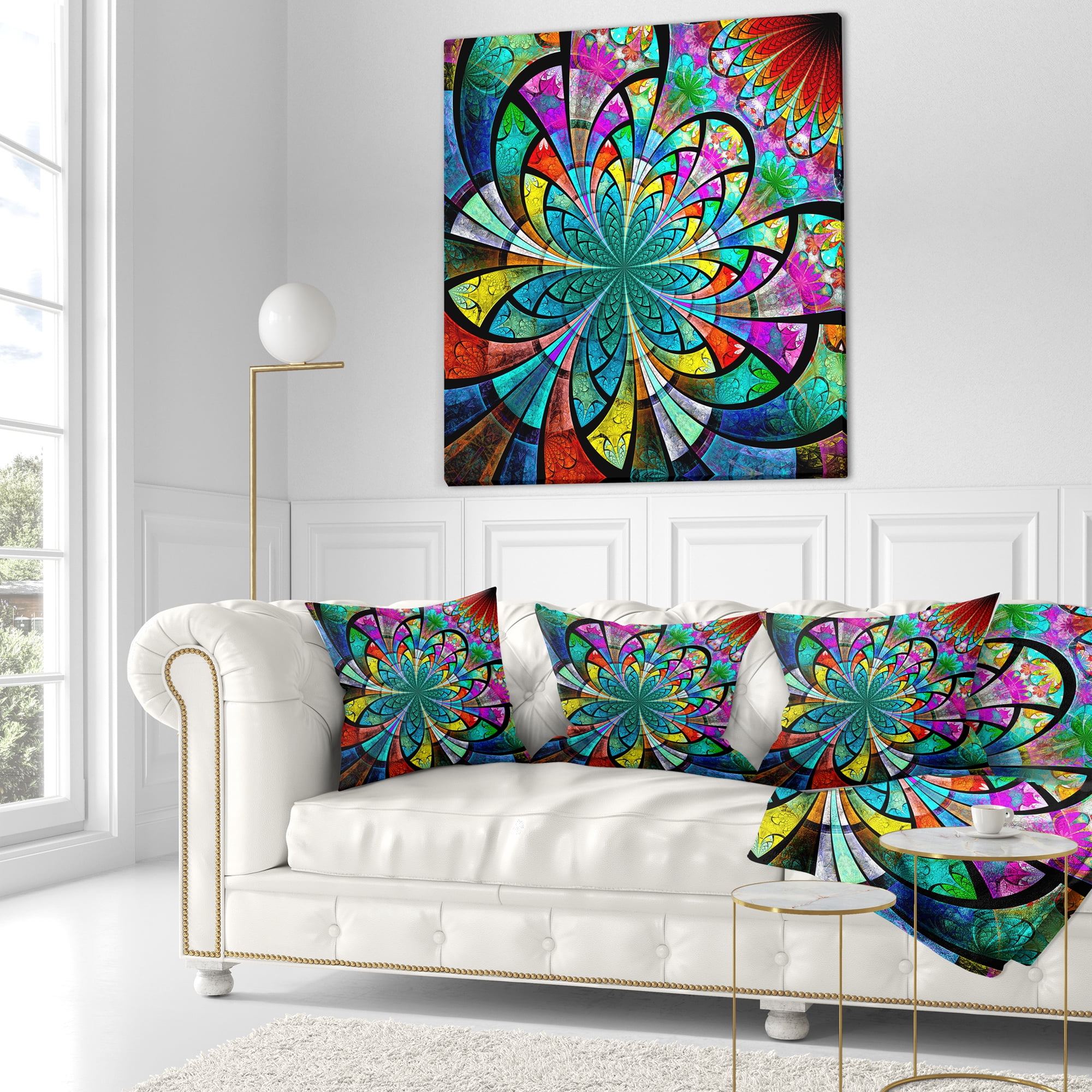 Designart 18" x 18" Contemporary, Modern Multi-color Polyester Throw Pillow