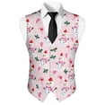 thumbnail image 5 of Yuyamidu Pink Snowman Men's Classic Slim Fit Dress Vest Christmas Formal Wedding Prom Tuxedo Suit Vest with Pocket Lightweight Waistcoat Size S, 5 of 7