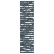 SAFAVIEH Venus Sophie Striped Shag Runner, 2'2" x 8', Dark Grey/Ivory