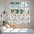 thumbnail image 4 of Spring Floral Tier Curtains, Watercolor Leaf Summer Botanical Light Filtering Kitchen Curtains, 2Pcs Rod Pocket Half Window Treatments Panels for Sink Cafe Cabinet Camper 27.5x24 Inches, 4 of 9