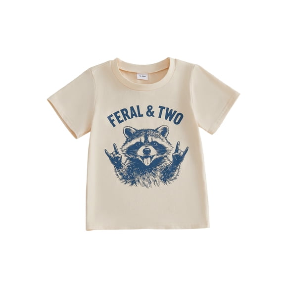 BemeyourBBs Toddler Baby Girl Boy 2nd 3rd 4th Birthday T Shirts 2 3 4 Years Old Birthday T Shirt Raccoon Feral Letters Summer Short Sleeve Birthday Shirt Pullover Tee Shirts Tops