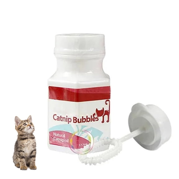 Xinyat 18ml Natural Liquid Catnip Bubbles Oil Blower Cat Kitten Interactive Toys Catnip Bubble Blower
