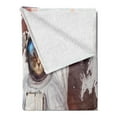 thumbnail image 2 of Outer Space Soft Flannel Fleece Throw Blanket, Kitty Cosmonaut on Earth World in Front of Color Splash Surreal Design, Cozy Plush for Indoor and Outdoor Use, 50" x 60", Red White, by Ambesonne, 2 of 5