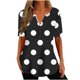thumbnail image 1 of Tops Cortos para las Mujeres Impresas Blusas Botón Camiseta Manga Corta Cuello en V, Top de Moda para Primavera Verano, 1 of 5