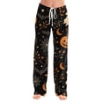 thumbnail image 6 of Zydvens Women Halloween Pajama Pants Wide Leg Lounge Wear with Pockets Soft Elastic Waist Drawstring Sleepwear Bottoms Spooky Orange Ghost Doodle Print Costume Cosplay S-3XL, 6 of 7