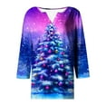 thumbnail image 5 of Jinhomg 3/4 Length Sleeve Womens Christmas Tops Novelty Printed Henley V Neck T Shirts Santa Claus Graphic Button Up Shirt Casual Loose Fit Blouse Top Rebajas de hoy Multicolor XXXL, 5 of 6