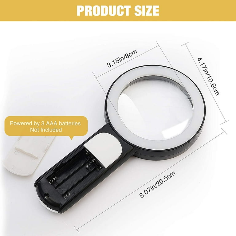 30X 10X Magnifying Glass with Light and Stand Folding Handheld Magnifying  Glass 18 LED Illuminated Lighted Magnifier for Reading