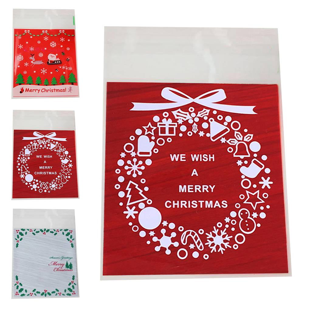 100X christmas tree packaging seal paper self adhesive gift bag sticker la^KN 