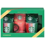 Merry and Bright Starbucks Holiday Gift Pack with Ceramic mugs, Starbucks Classic Hot Cocoa and Starbucks Holiday Blend Coffee