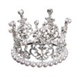 thumbnail image 1 of Faux Pearl Crystal Crown Ornament Princess Wedding Birthday Baking Cake Decor, 1 of 8
