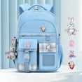 thumbnail image 4 of Mochila grande con compartimento para portátil - mochila escolar de poliéster resistente, bolsillos para botellas de agua, correas ajustables para adolescentes, universidad, viajes y senderismo, 4 of 4