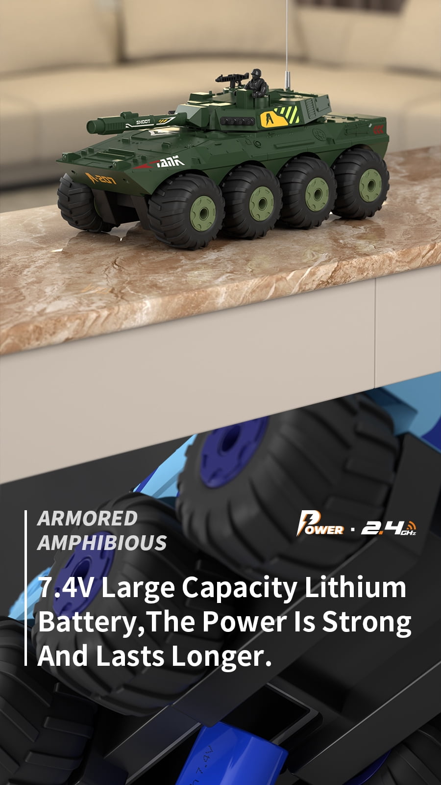 Remote Control Tank,High Speed,2.4Ghz, 4WD Offroad ,Toy for Adults and Kids