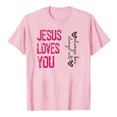 thumbnail image 3 of T-shirt Oversize pour Femmes, Manches Courtes, Col Rond Imprimé, Respirant, Rose TTG, 3 of 3