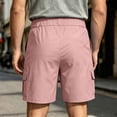 thumbnail image 6 of Men's Casual Twill Pull on Cargo Shorts Button Zip Fly Cotton Elastic Waist Loose Fit Drawstring Work Short with Muti Pocket Pink, 6 of 9