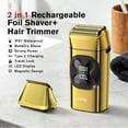 thumbnail image 4 of Electric Foil Shavers for Men: 2-in-1 Foil Shaver, Beard Trimmer for Men, Facial Razor Rechargeable, Foil Lithium Titanium Foil Shaver Mens Shaving Kit, IPX7 Waterproof, USB Charge Dock, Gold, 4 of 8